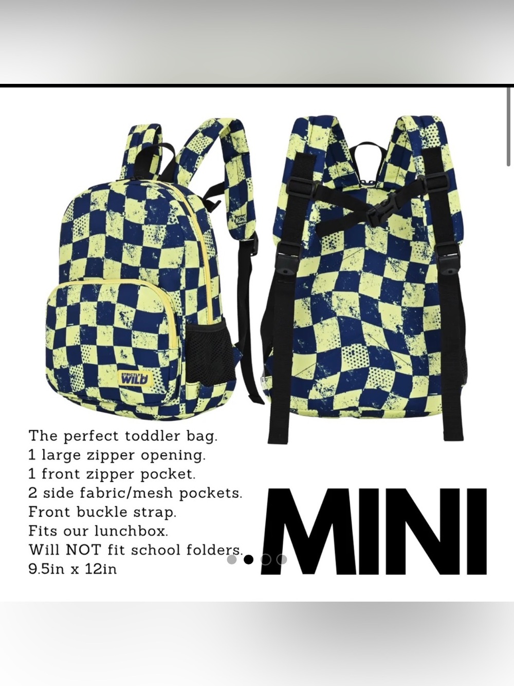 Gate Drop Checker Mini Backpack in Neon Yellow & Navy